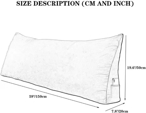 Miniatura 7 de Almohada triangular para cabecero, cojín triangular suave, almohada de lectura, respaldo grande, soporte de posicionamiento, almohada de cuña