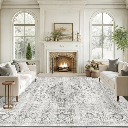 Miniatura 37 de Alfombra de pasillo lavable de 2 x 6 pies - Alfombras de cocina con respaldo antideslizante vintage suave estilo granja, alfombra de entrada