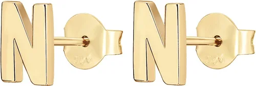 Miniatura 2 de PAVOI 14K Gold Plated Sterling Silver Alphabet Letter Earrings Personalized Initial Earrings for Girls