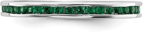 Miniatura 4 de Anillo de plata de ley 925 maciza apilable con piedras preciosas de mayo verde esmeralda