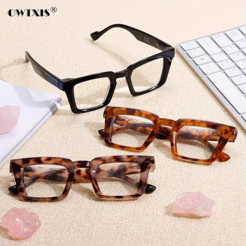 Miniatura 4 de Oprah Style - Lentes de lectura para mujer, con bloqueo de luz azul, cuadrados, de gran tamaño, elegantes y gruesos, bisagra de resorte
