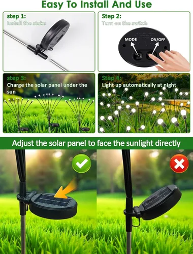 Miniatura 7 de 2026 Luces Solares Actualizadas para Exteriores, Juego de 8 Luces de Jardín Solares con 2 Modos, Luces de Luciérnaga al Aire Libre Impermeables