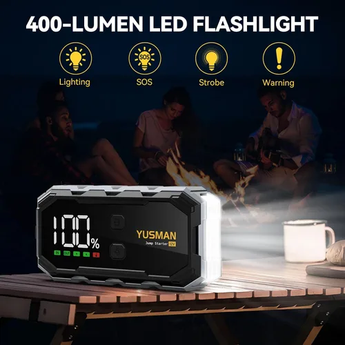 Miniatura 4 de Arrancador de coche YUSMAN, paquete de batería de salto de 8000A 12V (todo gas/10.0L diésel), arrancador portátil con pantalla, arrancador de coche
