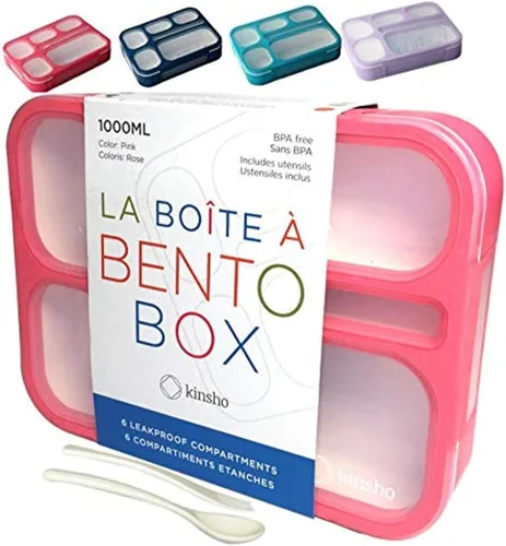Miniatura 6 de Lonchera Bento Box y recipientes para aperitivos para niños y niñas Kits de recipientes de porciones a prueba de fugas sin BPA Juego económico