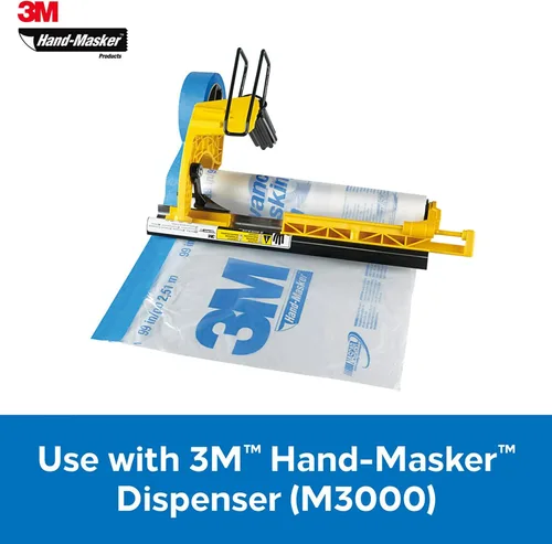 Miniatura 3 de 3M Hand Masker - Película de enmascaramiento avanzada, 8 rollos, 72 pulgadas x 90 pies, adherencia estática mantiene la película en su lugar, evita