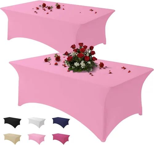 Miniatura 43 de Famstar Paño de Mesa Negro de 4 Pies de Elastano, Paño de Mesa Ajustado para Mesas Rectangulares, Fundas Elásticas Lavables Sin Arrugas