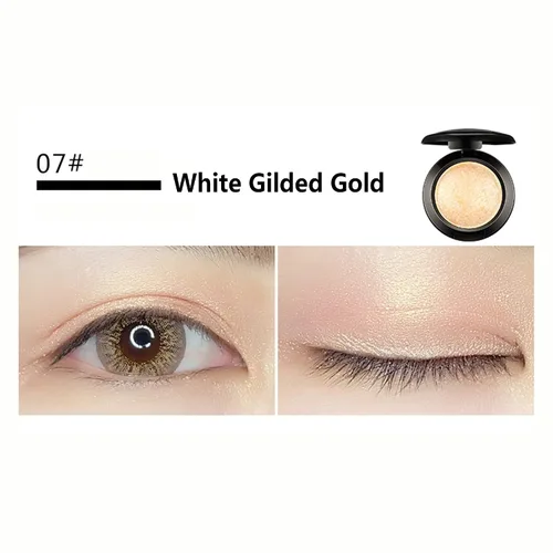 Miniatura 5 de Paleta de polvo de sombra para maquillaje de ojos, Mallofusa, opcional 12 colores metálicos, Estándar Sol dorado