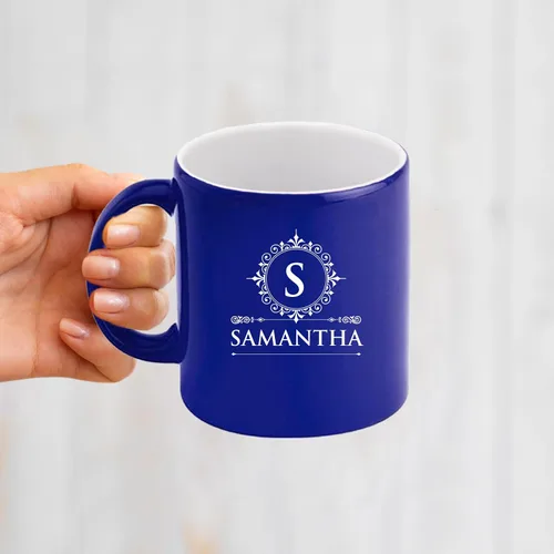 Miniatura 6 de The Wedding Party Store Taza de café con leche grabada personalizada, taza de café y té personalizada (azul)
