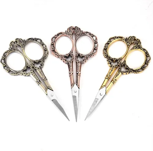 Tijeras vintage antiguas para cortar bordado patrón de flores Tijeras de costura Tijeras de sastre Accesorios de costura para el hogar DIY (#1)