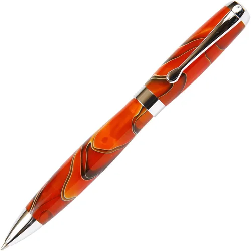 Miniatura 8 de Lanier Tuscany - Bolígrafo con cuerpo brillante marmoleado negro y perla con detalles cromados, acción de giro y recambio de estilo Parker de 0.028
