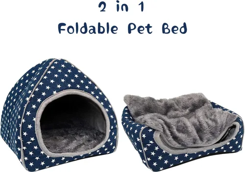 Miniatura 5 de BWOGUE Casa Cama para Conejillo de Indias Acogedora Cueva de Hámster Escondite Grande para Conejos Enanos Erizo Dragón Barbudo Nido de Invierno