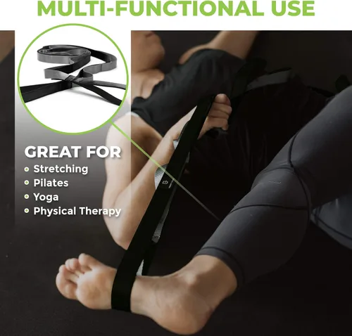 Miniatura 2 de Gradient Fitness Stretching Strap for Physical Therapy, 12 Multi-Loop Stretch Strap 1" W x 8' L, Neoprene Handles, Physical Therapy Equipment, Yoga