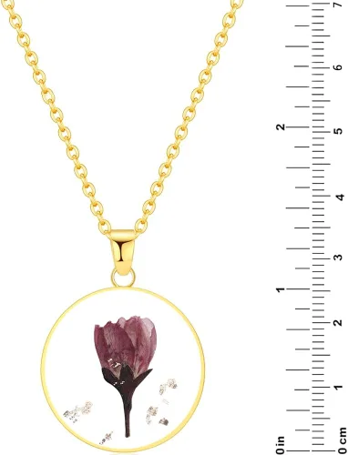Miniatura 72 de Forget-Me-Not and Queen Anne's Lace Pressed Wildflower Necklace Birth Month Real Flower Necklace Gold/Silver Pressed Flower Jewelry