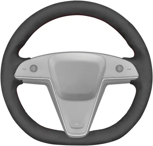 Miniatura 10 de MEWANT Funda para volante de automóvil de piel sintética cosida a mano para Tesla Yoke Model S Plaid 2021-2023/Model X 2021-2023, accesorios