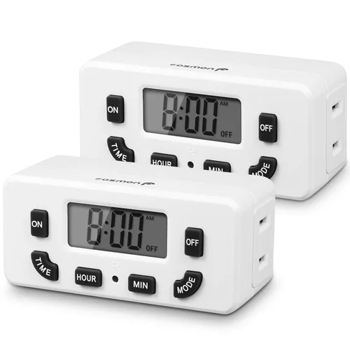 Miniatura 16 de Fosmon Temporizador de cuenta regresiva enchufable de doble salida, temporizador de luz interior para tomas de corriente, 15-30 minutos, ajustes