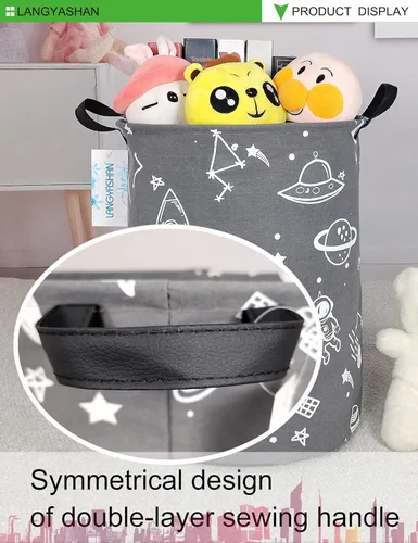 Miniatura 5 de Contenedor de almacenamiento, canasta organizadora plegable de tela de lona para cesto de ropa sucia, contenedores de juguetes, cestas de regalo