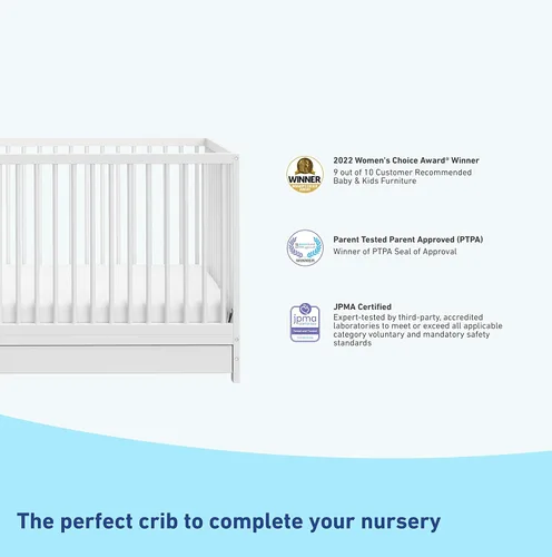 Miniatura 7 de Cuna convertible 5 en 1 con cajón Teddi de Graco (blanco) – Certificado GREENGUARD Gold, combinación de cuna con cajón, cajón de almacenamiento