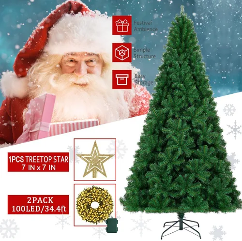 Miniatura 2 de KTKDE - Árbol de Navidad artificial premium de 1.8 m con 1005 puntas de ramas, 1 pieza, estrella en la parte superior del árbol, 200 luces LED Verde