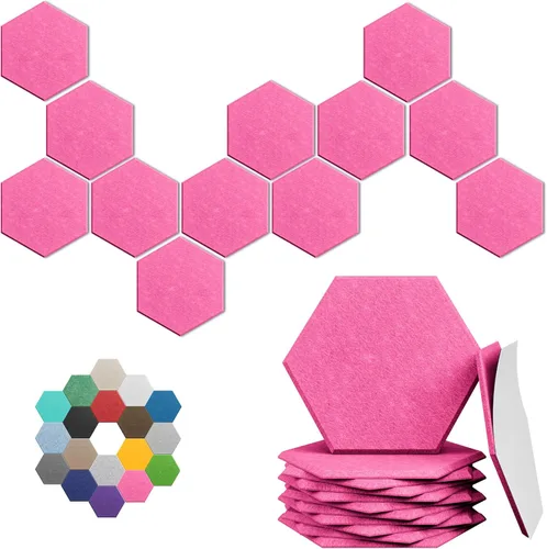 Miniatura 45 de Paneles acústicos hexagonales, paquete de 12 paneles de absorción de sonido de alta densidad de 12"X10"X0.4" para mejorar la reducción de ruido