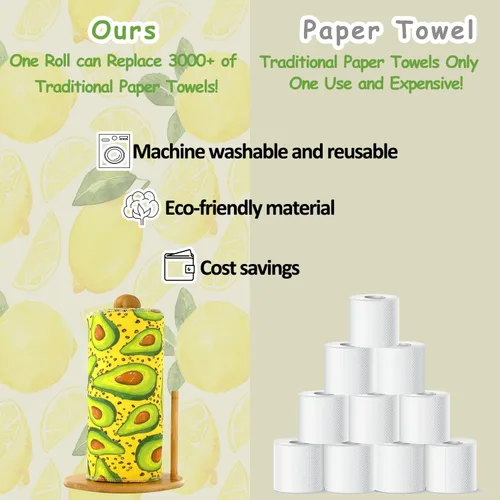 Miniatura 3 de Paquete de 25 toallas de papel reutilizables, toallas sin papel enrolladas lavables de tela de algodón para toallas de cocina, productos de cero
