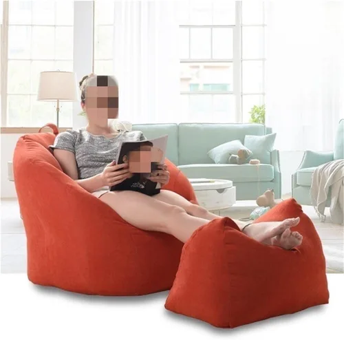 Miniatura 7 de Sillón puf, asiento suave para el suelo, reposapiés acolchado, otomana de relleno de gránulos EPP, cómoda silla de sofá para sala de estar, balcón