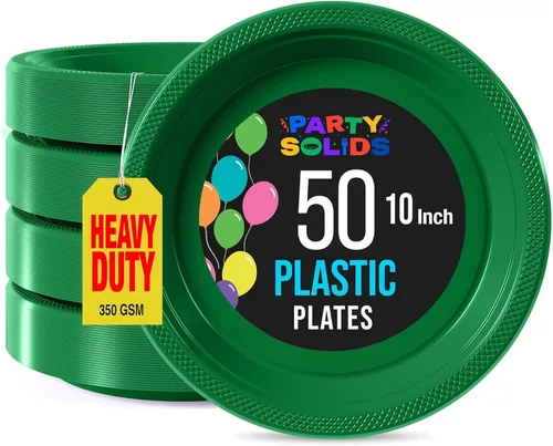 Miniatura 28 de Exquisite Party Solids - Platos de plástico naranja para suministros de fiesta, platos desechables de 10 pulgadas, 50 piezas, juego de vajilla