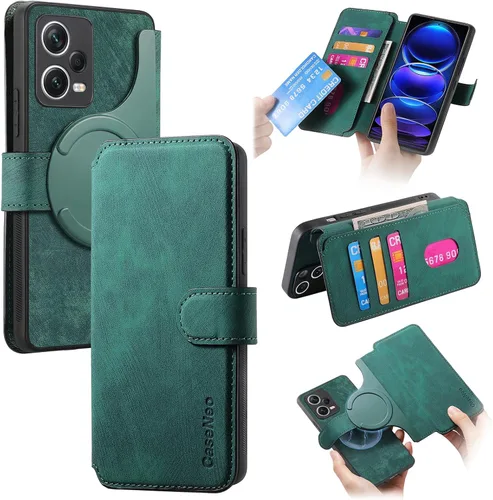 Funda compatible con Redmi Note 12 Pro 5G, compatible con Xiaomi Redmi Note 12 Pro 5G 22101316C, soporte magnético 2 en 1, funda para teléfono, Verde
