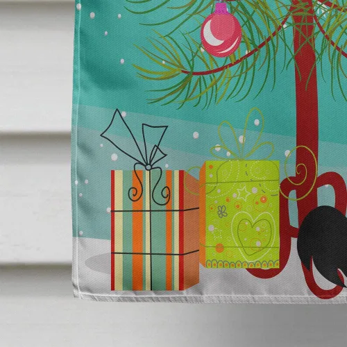 Miniatura 4 de Caroline's Treasures BB4243CHF - Bandera de árbol de Navidad con texto en inglés "Merry Christmas", color negro y blanco, para porche, para colgar