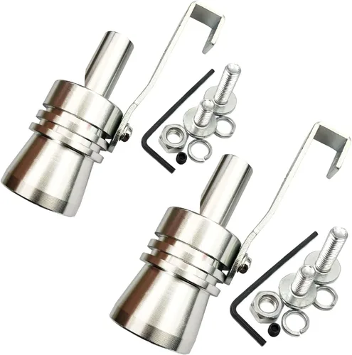 DEVMO Silenciador de escape universal de aleación de aluminio de tamaño XL, silbato de tubo de escape de sonido turbo para coche, tono plateado