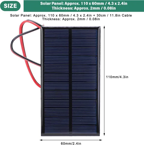 Miniatura 3 de 3 unids mini panel solar DC 6V polisilicio módulo cargador solar DIY sistema kits con cable de 11.8 in