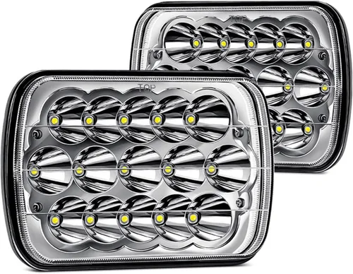 2 piezas 7x6 5x7 Faros H6054 de haz sellado de luz alta y baja DOT 120W 8400LM Compatibles con Cherokee XJ Wrangler YJ Comanche MJ GMC Savana Safari