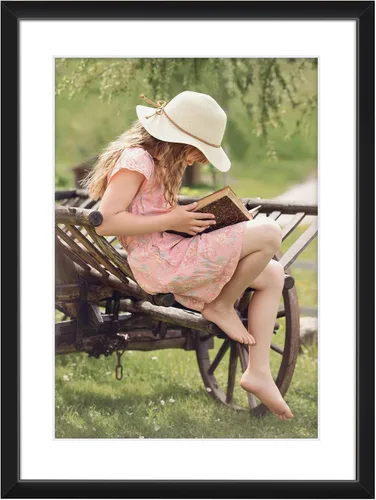 Frametory, Portarretratos de aluminio negro de 6 x 8 pulgadas, juego de 1, ideal para mostrar fotos de 5 x 7 con paspartú o 6 x 8 sin paspartú,