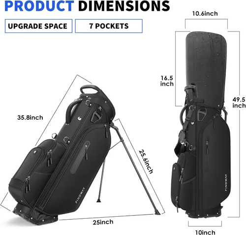 Miniatura 6 de Findway Bolsa de golf de 5 vías, bolsas de golf ligeras para hombres y mujeres con divisores de longitud completa, múltiples bolsillos acolchados