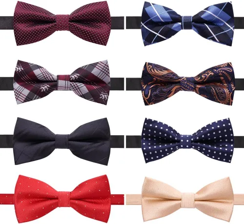 AUSKY Paquete de 8 elegantes pajaritas ajustables preatadas para hombres y niños (paquete de 1, 4, 5, 6 y 8 para opción)
