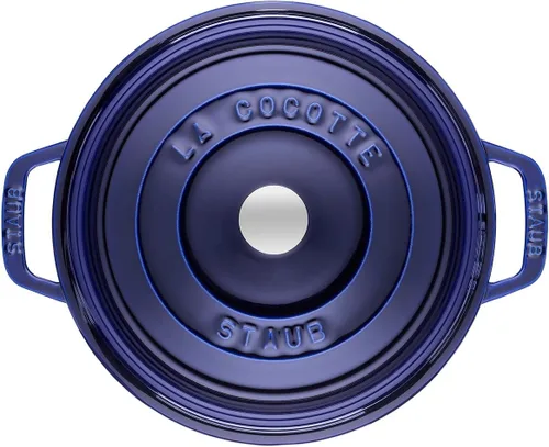 Miniatura 7 de Staub - Cocotte redonda de hierro fundido, 5.5 cuartos de galón, color azul oscuro, fabricado en Francia