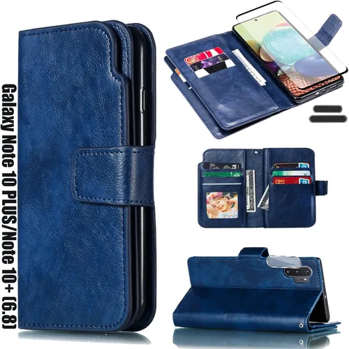 Miniatura 7 de Funda tipo cartera para Galaxy Note 10 Plus/Note10+ de 6.8 pulgadas [3+ ranuras para tarjetas] Funda de piel sintética plegable para tarjetas