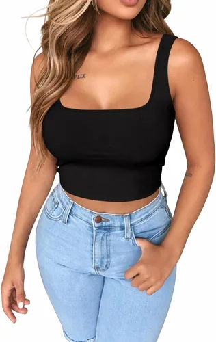 Miniatura 2 de BelleLovin AESLOVIN - Camiseta sin mangas de punto acanalado para mujer
