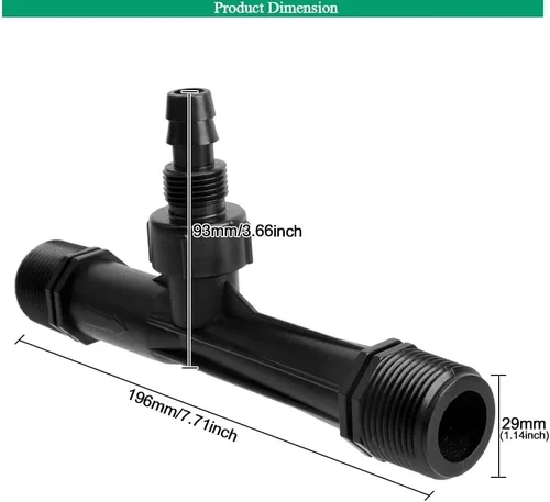Miniatura 3 de Venturi de riego de 1 pulgada, mezclador de fertilizantes, inyectores, tubo de agricultura, herramienta de plástico negro para jardín al aire libre
