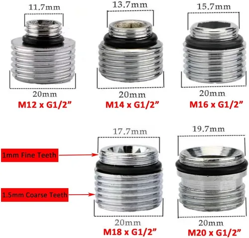 Miniatura 2 de Adaptador de grifo de latón, rosca macho, conector aireador para grifo de fregadero, purificador de agua, adaptador aireador (M14 X G1/2 pulgadas)