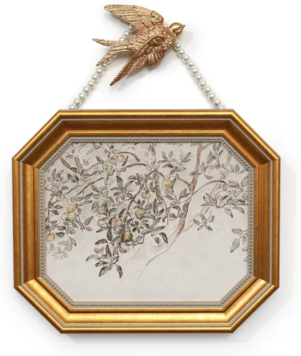 Lienzo enmarcado dorado para pared, decoración vintage, impresiones de pintura de manzano, marco de fotos de 8 x 10 pulgadas para sala de estar,