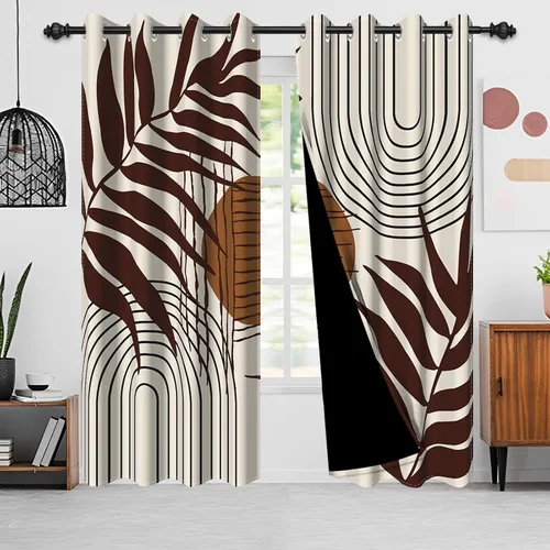 Miniatura 8 de Cortinas bohemias de cocina, diseño abstracto de mediados de siglo, arco negro, cortinas rústicas cortas para ventana de comedor, caravana, 21 x 45