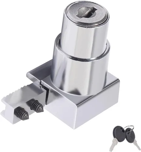 Miniatura 5 de Cerradura de émbolo con llave para puerta corrediza de cristal, vitrina, cerradura de gabinete de vidrio con bisagras para puerta de 0.197 in-0.315