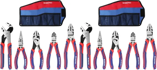 Miniatura 10 de WORKPRO Juego de alicates de 5 piezas con bolsa de almacenamiento, nariz larga de 7 pulgadas, diagonal de 6 pulgadas, junta de ranura de 8 pulgadas