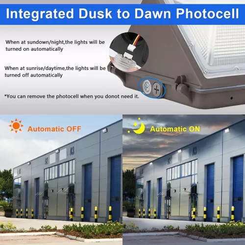 Miniatura 4 de Paquete de luz de pared LED de 60 W con fotocélulas del atardecer al amanecer, paquete de pared al aire libre de 7800 lúmenes, luz de inundación