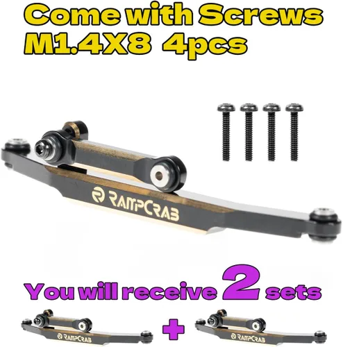 Miniatura 2 de Eslabones de dirección RC para SCX24 AX24, 2 juegos, latón de alto apriete para 1/24 RC Crawler SCX24 AX24 Bronco Deadbolt JLU B-17 Gladiator C10