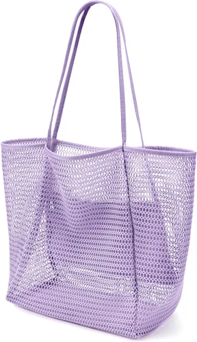 Miniatura 17 de KALIDI Bolso de Mano de Nylon de Playa con Malla, Bolso de Mano Casual Hobo para Mujer, Plegable, MAX 23L, Bolso de Hombro para Playa, Picnic