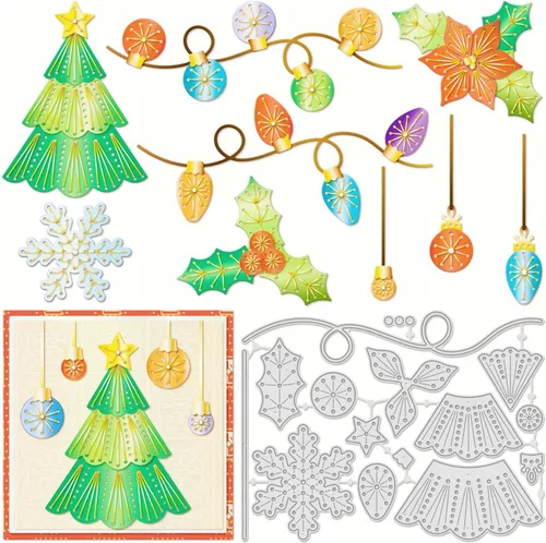 Miniatura 11 de Lapoo Troquel de corte de metal de Navidad para álbumes de recortes, fondos 3D, troqueles de corte de marco, decoración de álbum de bricolaje