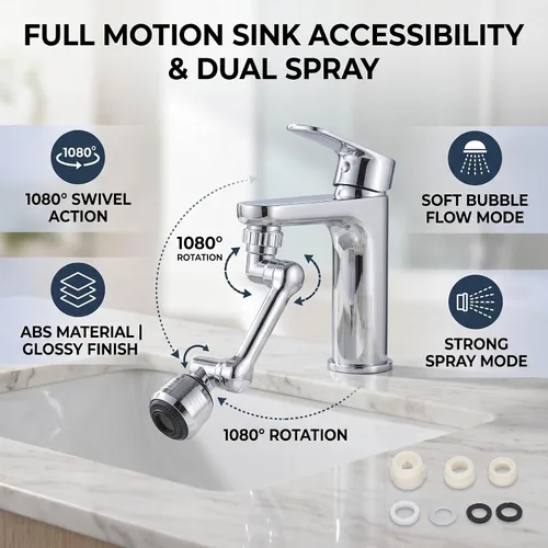 Miniatura 4 de Extensor de grifo para lavabo de baño con 3 puertos ABS accesorio para lavado facial