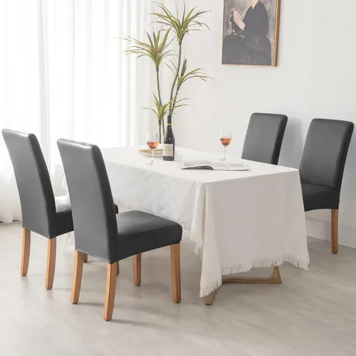 Miniatura 2 de Deisy Dee Fundas de cuero impermeables para sillas de comedor Parson (4, negro)