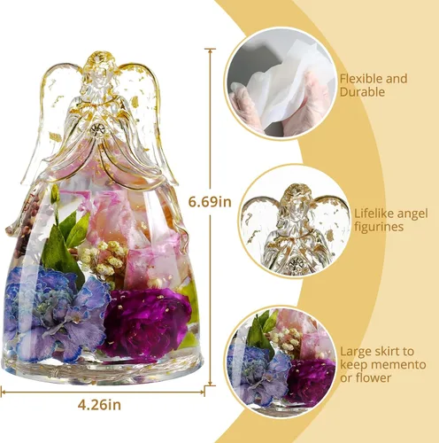 Miniatura 4 de LET'S RESIN Moldes de resina epoxi de figuras de ángel, moldes de silicona de ángel grandes para flores preservadas, regalos de cumpleaños